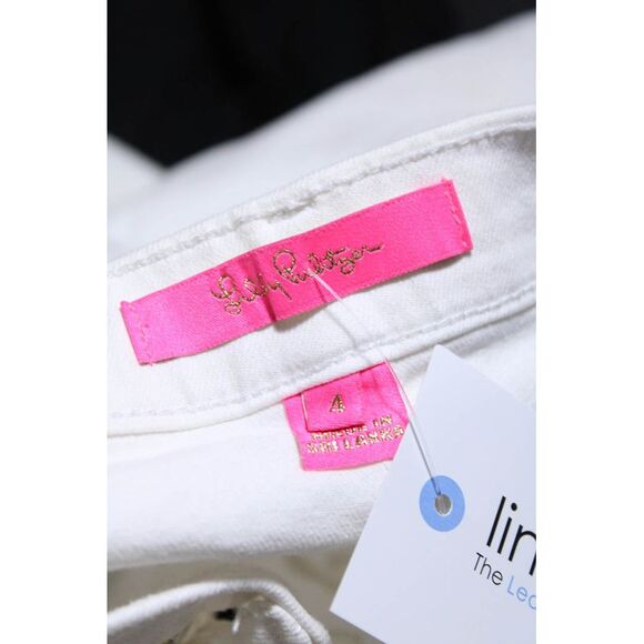 Lilly Pulitzer Womens Braided Mid Rise Slim Leg Capri Jeans White Size 4 - Picture 4 of 6